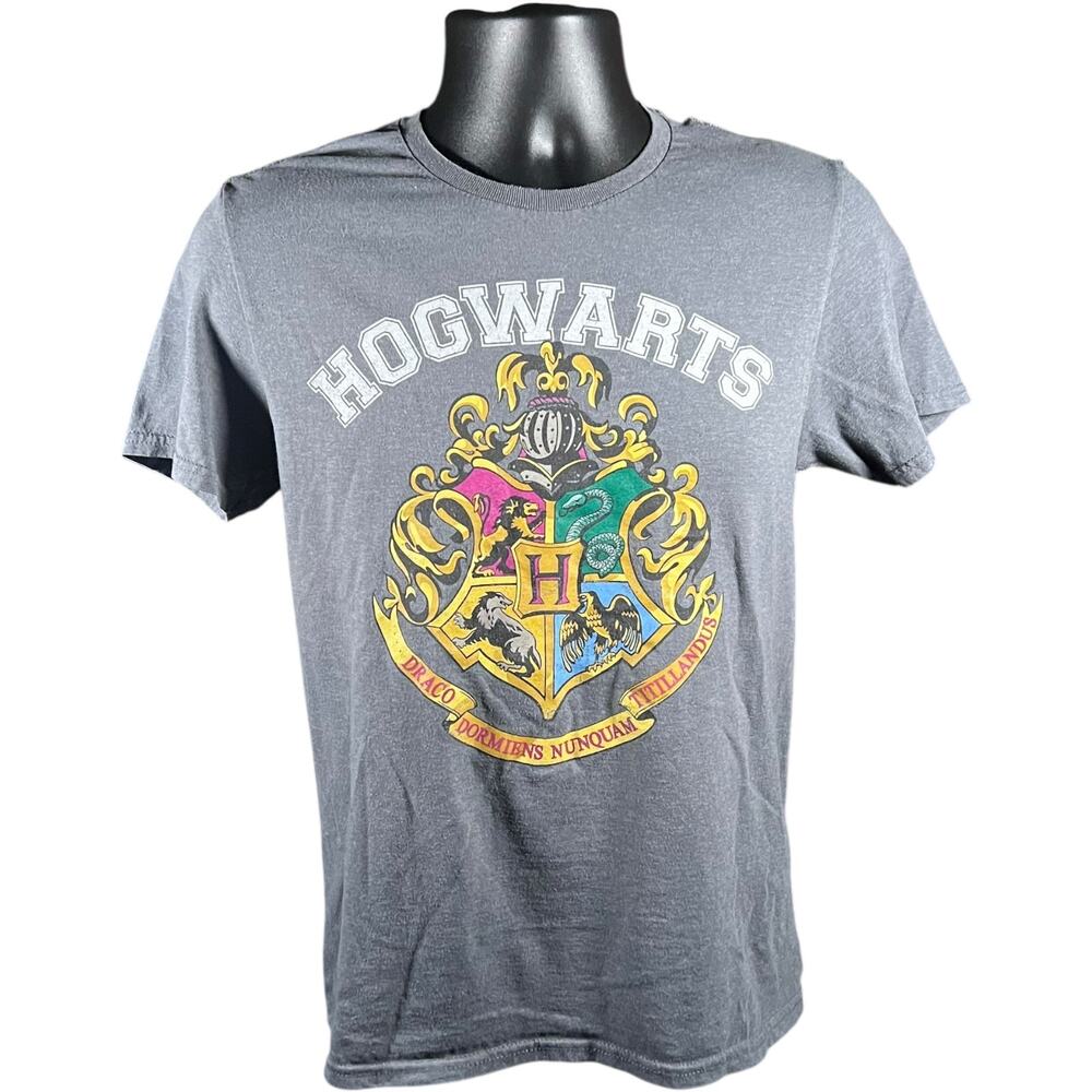 Harry Potter Hogwarts Graphic Tee - Gray Crewneck Y2K School Crest